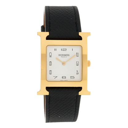 Hermes Stainless Steel Epsom 26mm Heure H Hour Quartz Watch Noir 1 of 4