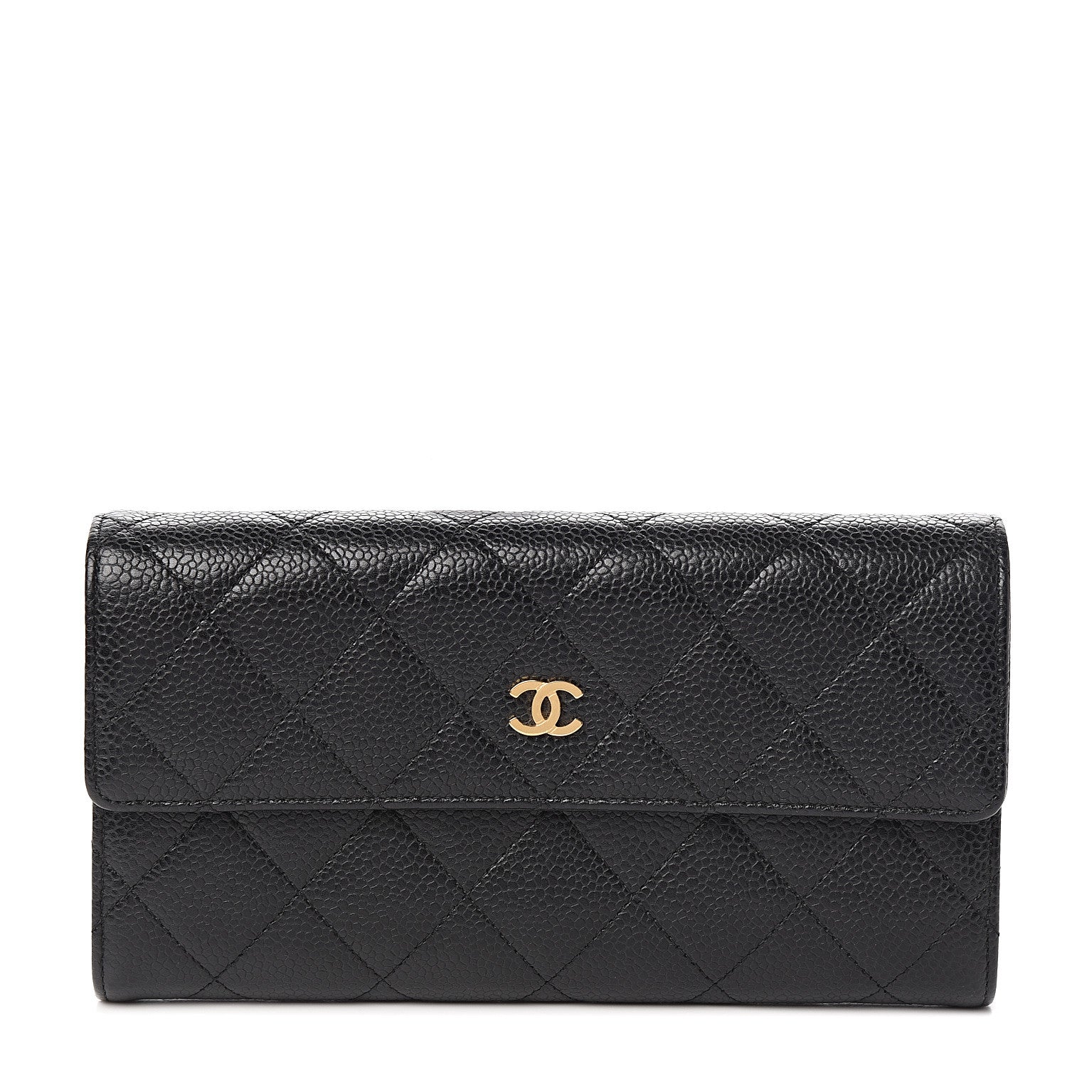 Chanel Caviar Quilted Large Gusset Flap Wallet Black 1 of 7