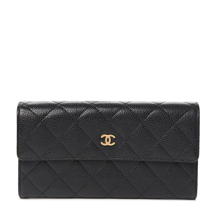 Chanel Caviar Quilted Large Gusset Flap Wallet Black 1 of 7