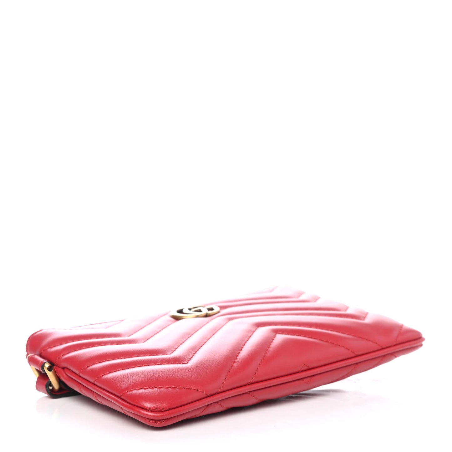 Calfskin Matelasse GG Marmont Wrist Wallet Hibiscus Red