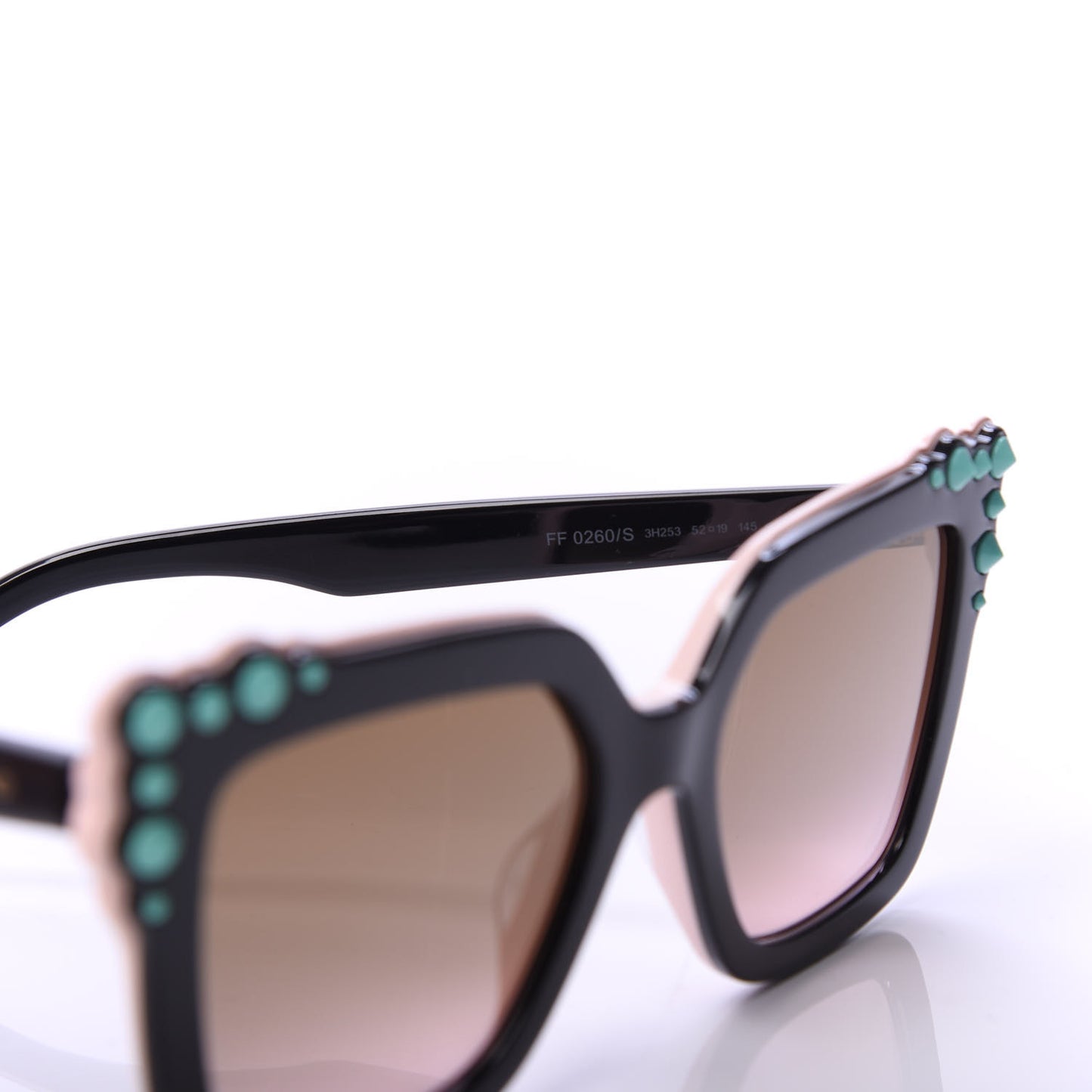 Studded Square Cat Eye Sunglasses FF 0260/S Black Pink