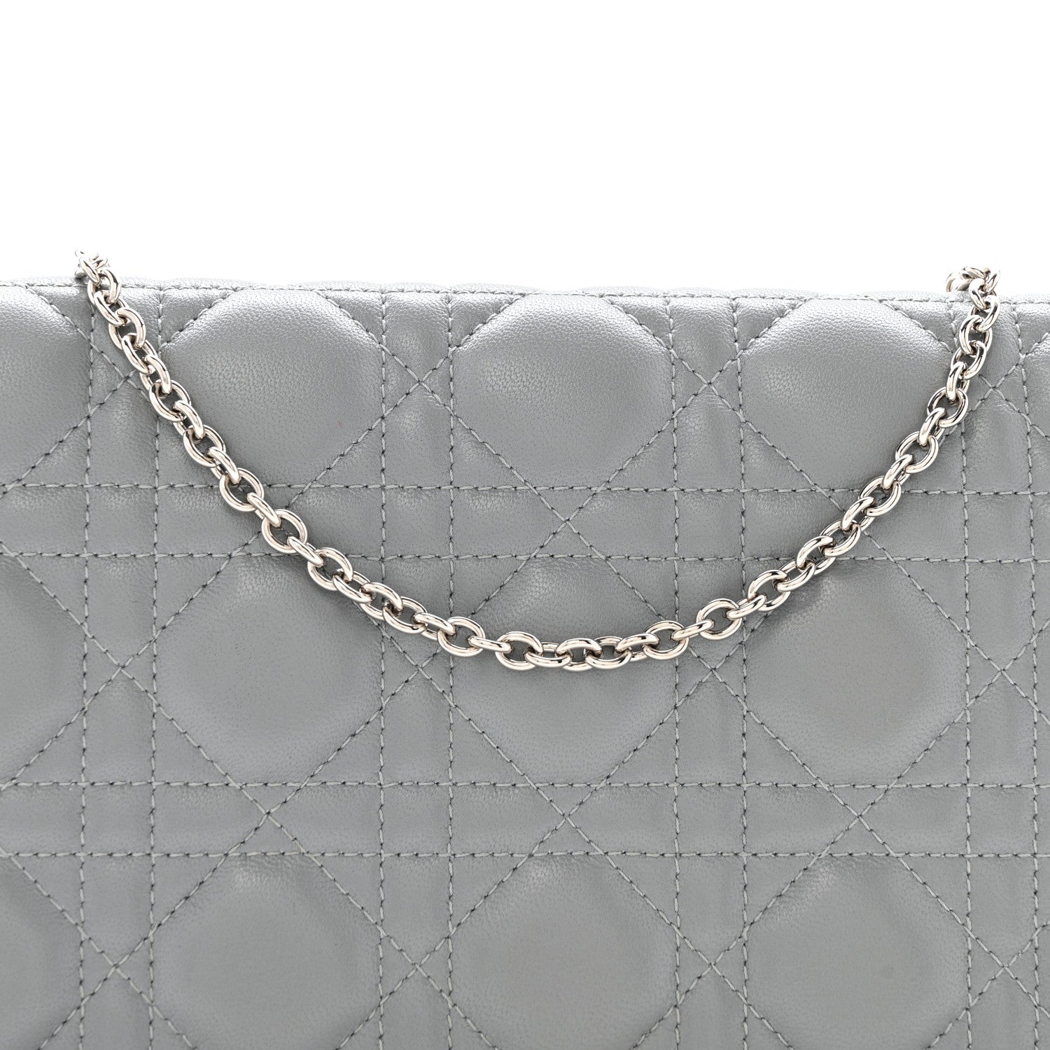 Christian Dior Lambskin Cannage Lady Dior Convertible Clutch Grey 8 of 16