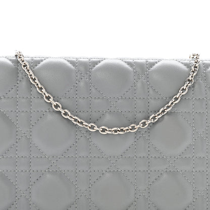 Christian Dior Lambskin Cannage Lady Dior Convertible Clutch Grey 8 of 16