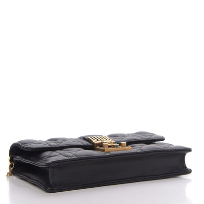Christian Dior Lambskin Cannage Dioraddict Wallet on Chain Clutch Black 4 of 10