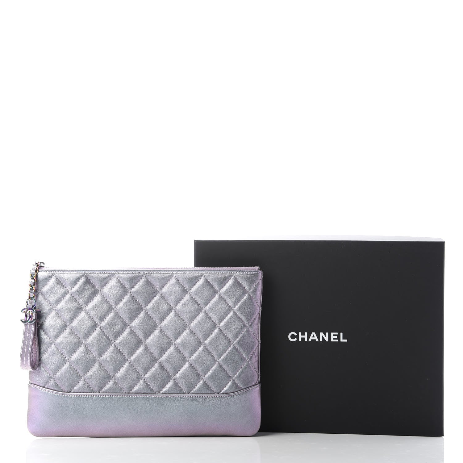 Chanel Iridescent Lambskin Quilted Medium Gabrielle Cosmetic Case Light Purple 10 of 10