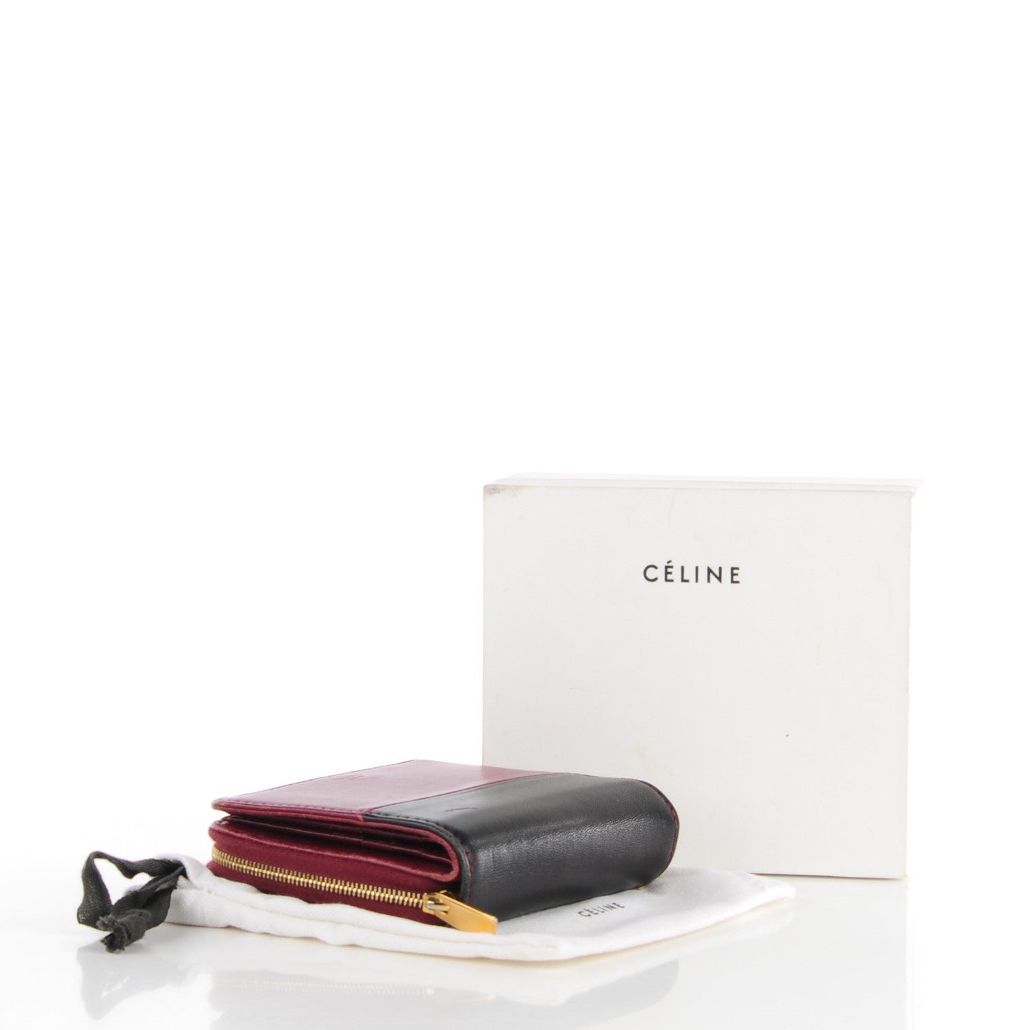 Celine Lambskin Zip Around Compact Wallet Burgundy Black 6 of 11