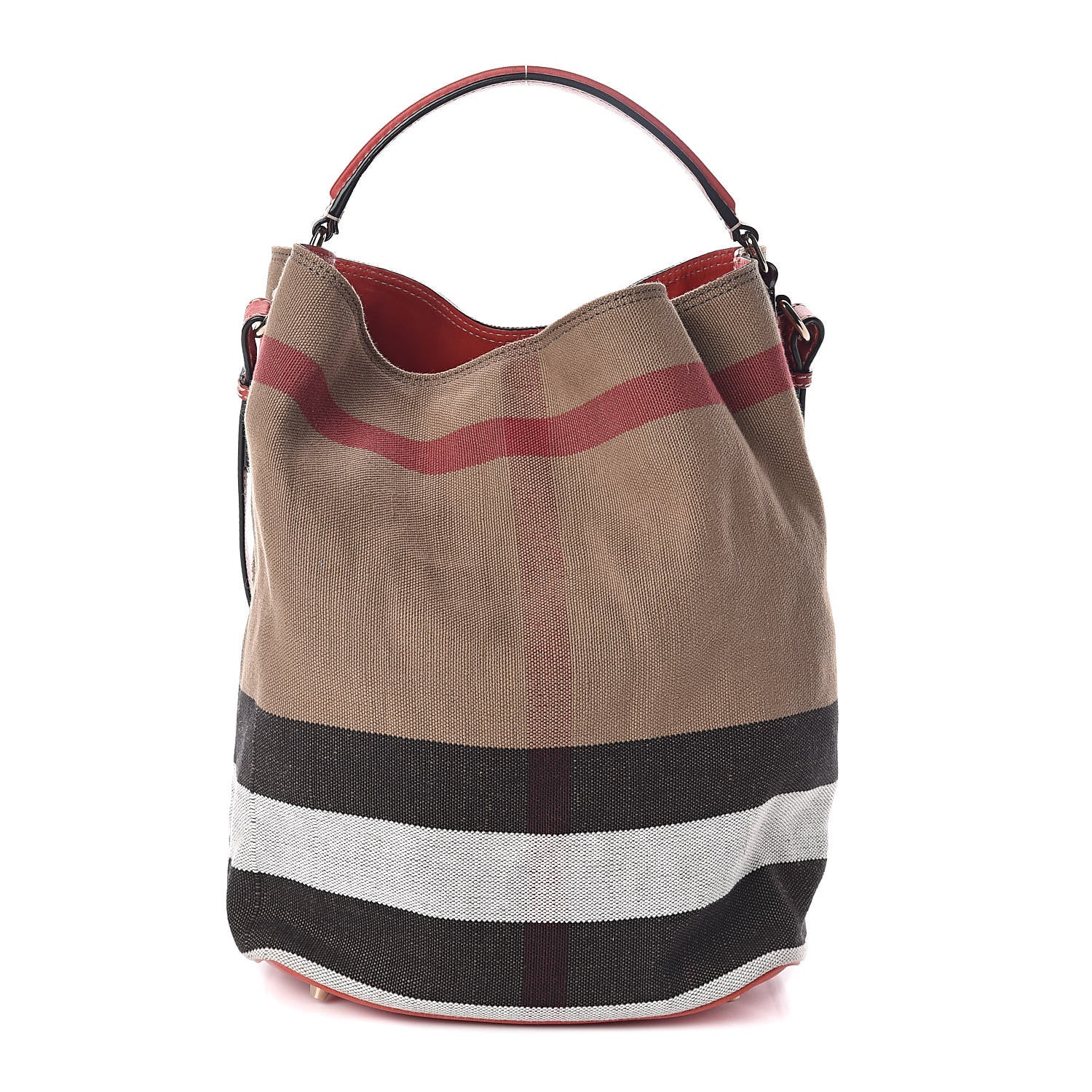 Burberry Canvas Mega Check Medium Ashby Hobo Cadmium Red 1 of 9