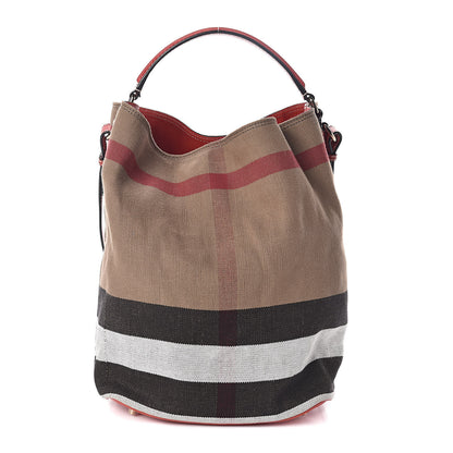 Burberry Canvas Mega Check Medium Ashby Hobo Cadmium Red 1 of 9