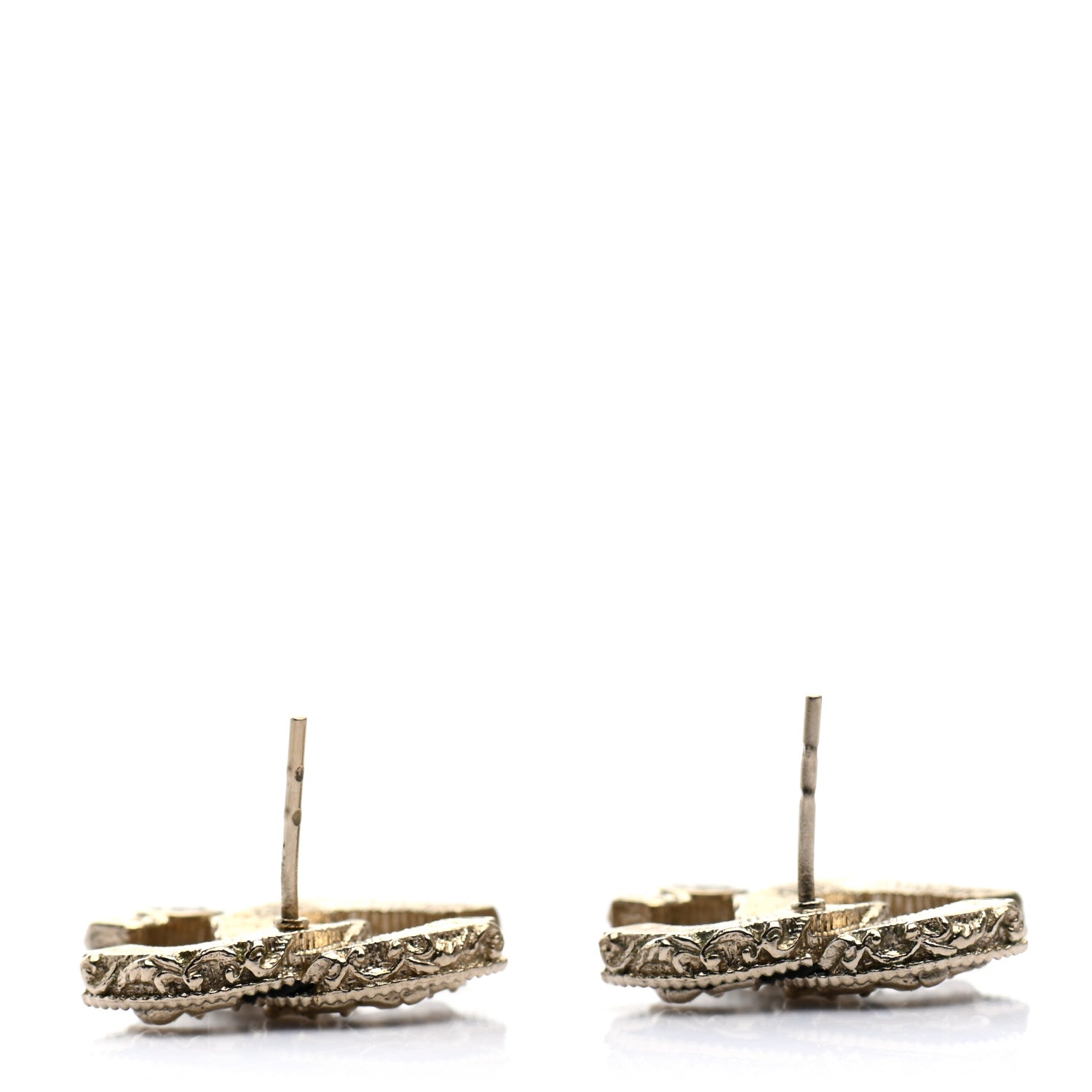 Chanel Enamel CC Baroque Earrings Black Gold 4 of 4