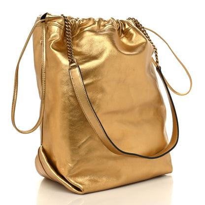 Saint Laurent Lambskin Teddy Drawstring Bag Gold 4 of 12