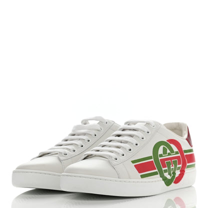Gucci Calfskin Interlocking G Womens New Ace Sneakers 36.5 White Red Flame Green 3 of 8