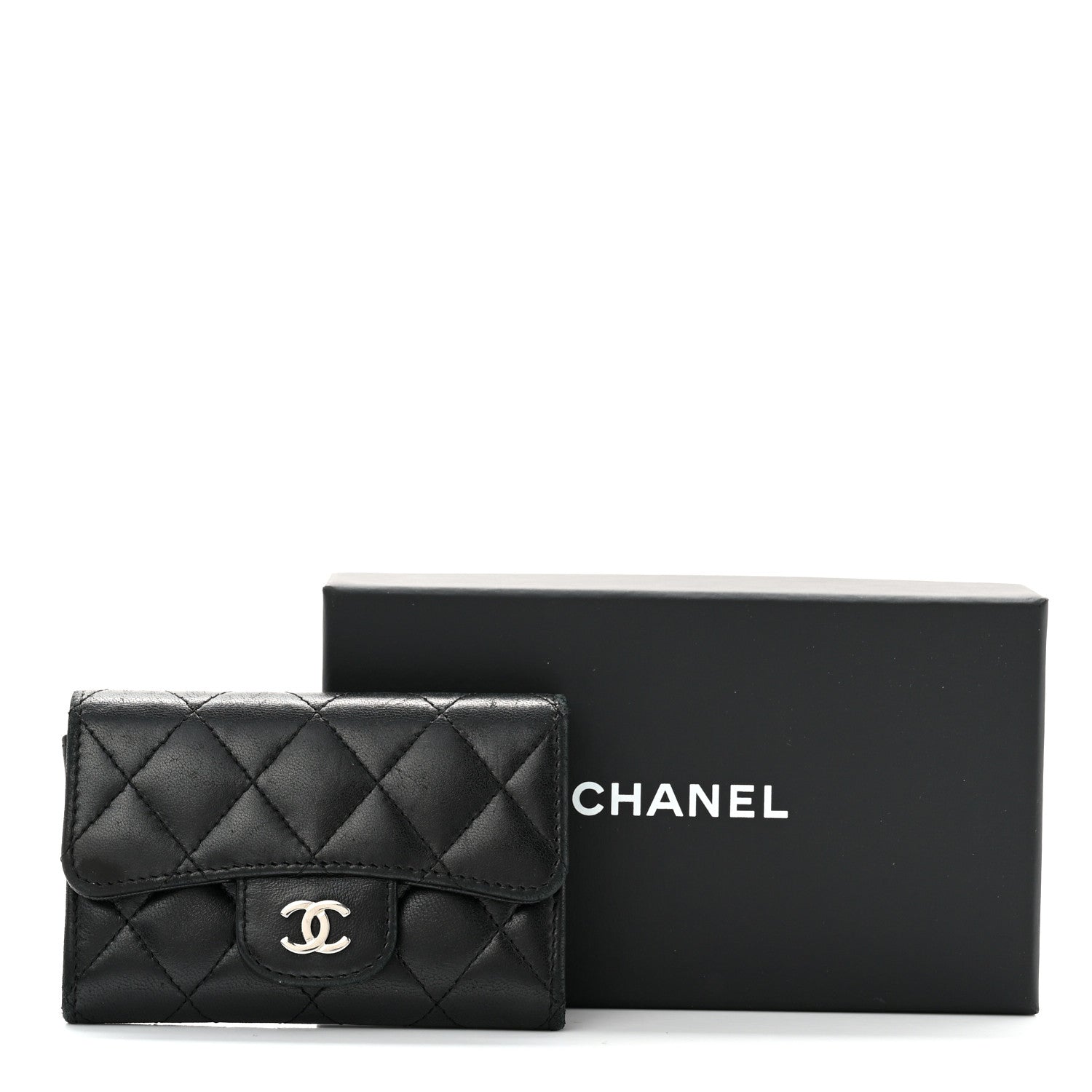 Chanel Lambskin Quilted Flap Card Holder Wallet Black 8 of 8