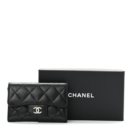Chanel Lambskin Quilted Flap Card Holder Wallet Black 8 of 8