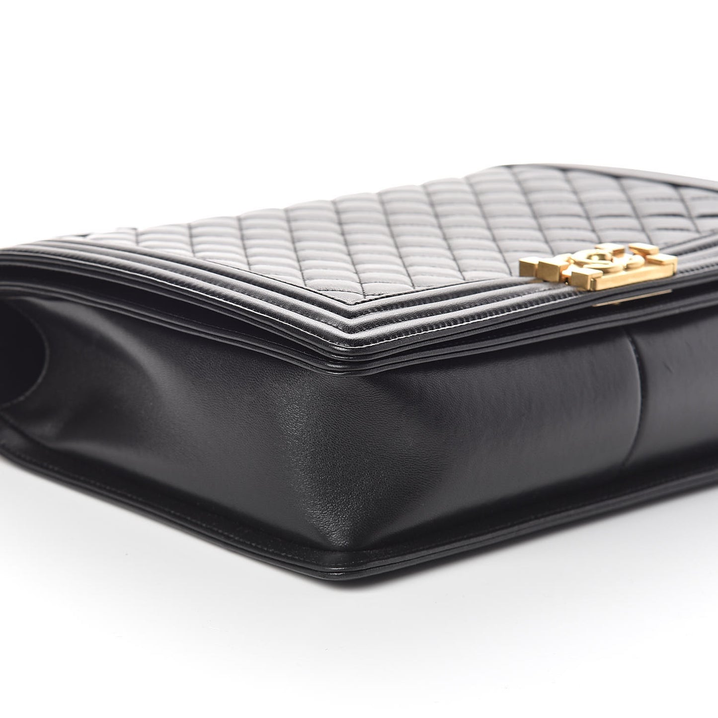 Lambskin Quilted Large Boy Flap Black