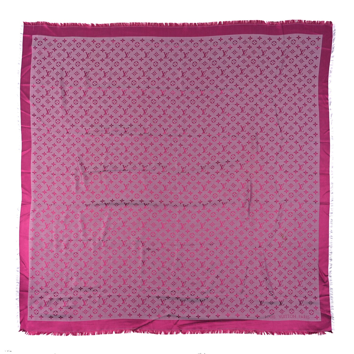 Wool Silk Monogram Denim Shawl Pivoine