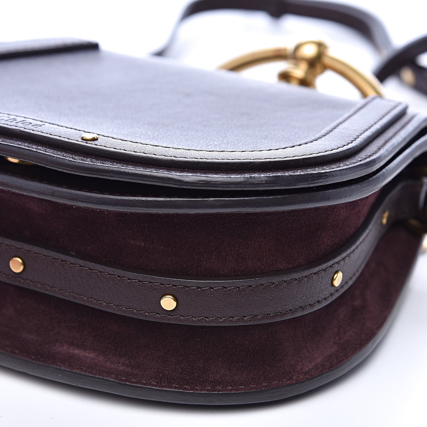 Calfskin Suede Small Nile Bracelet Bag Carbon Brown