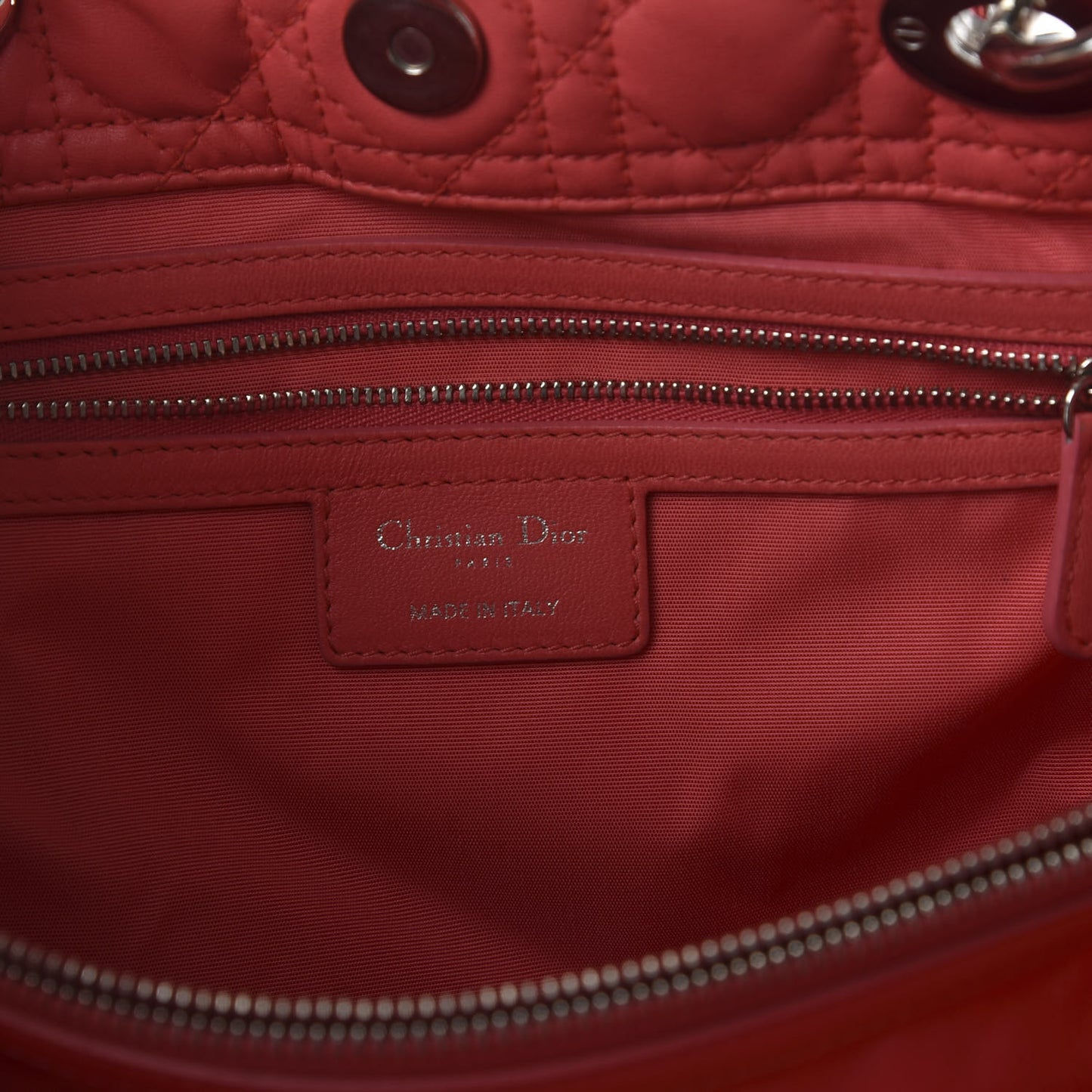 Lambskin Cannage Large Dior Soft Shopping Tote Coral