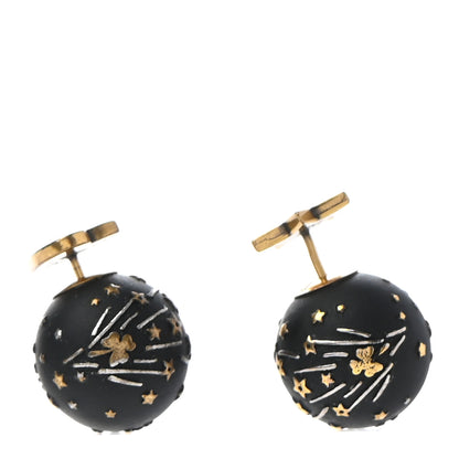 Christian Dior Metal Star Heart Mise En Dior Tribal Earrings Black Gold 1 of 7