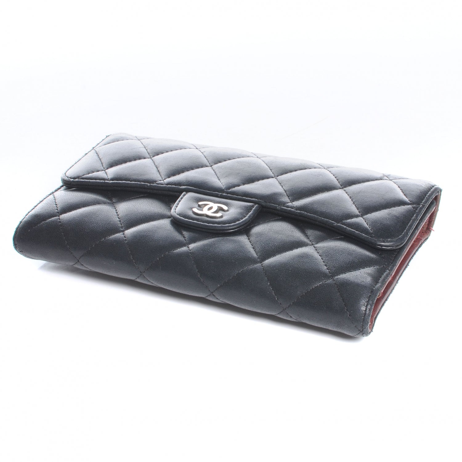 Chanel Lambskin Quilted Large Flap Wallet Black 4 of 9