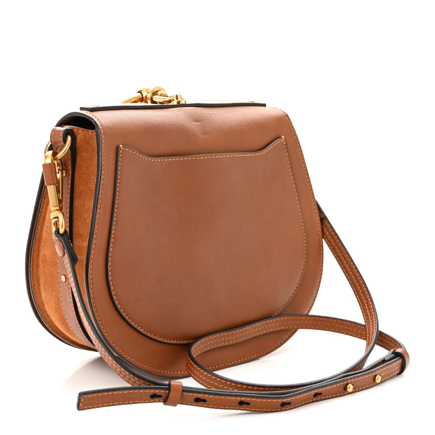 Calfskin Suede Medium Nile Bracelet Bag Caramel