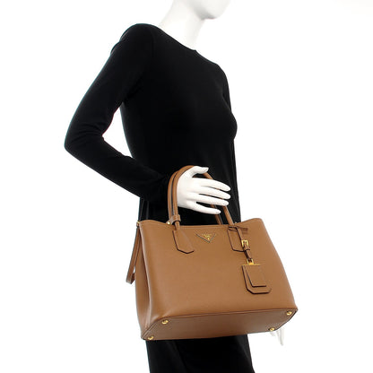 Prada Saffiano Cuir Medium Double Bag Cannella Turquoise 3 of 8