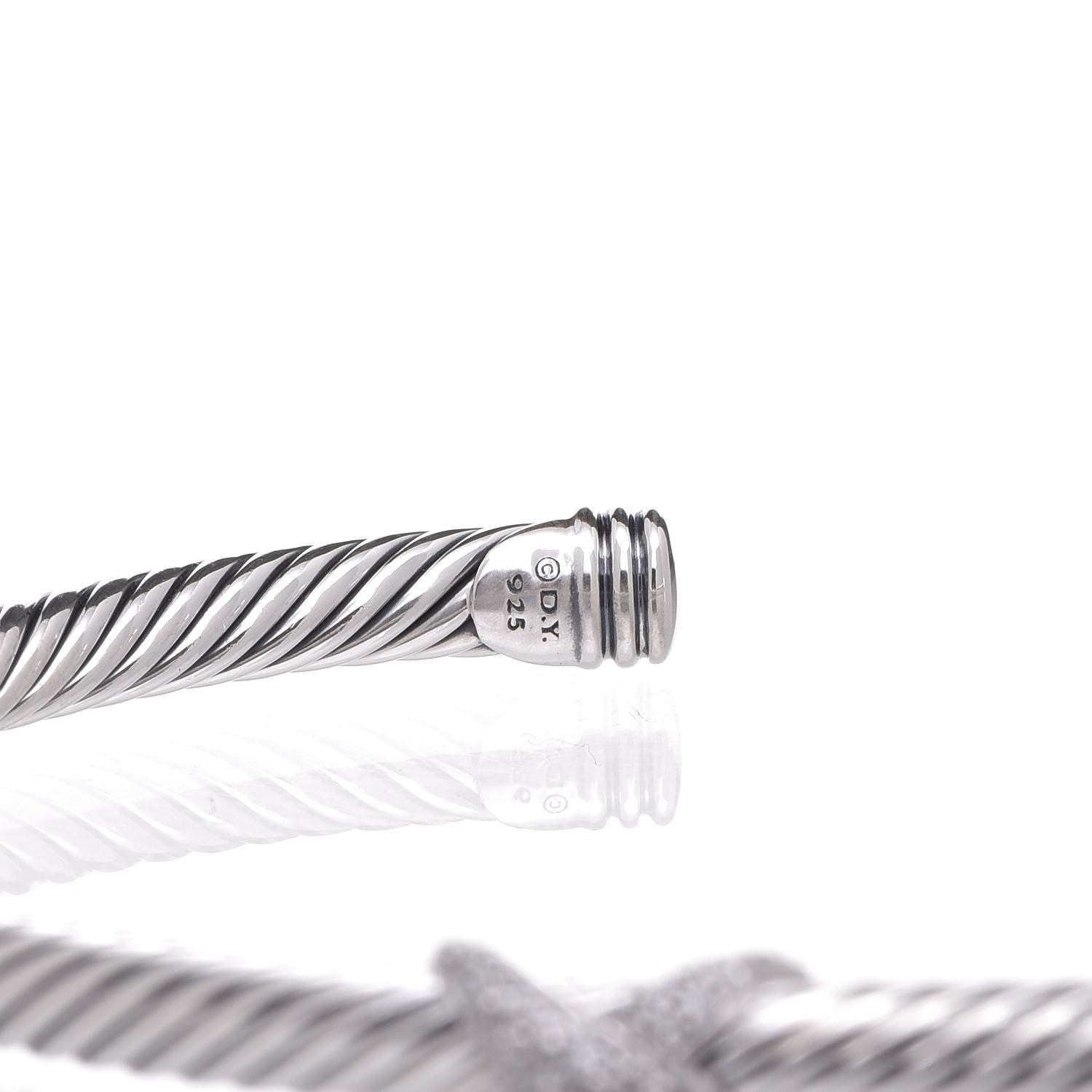 David Yurman Sterling Silver Diamond 4mm X Cable Bracelet 4 of 4