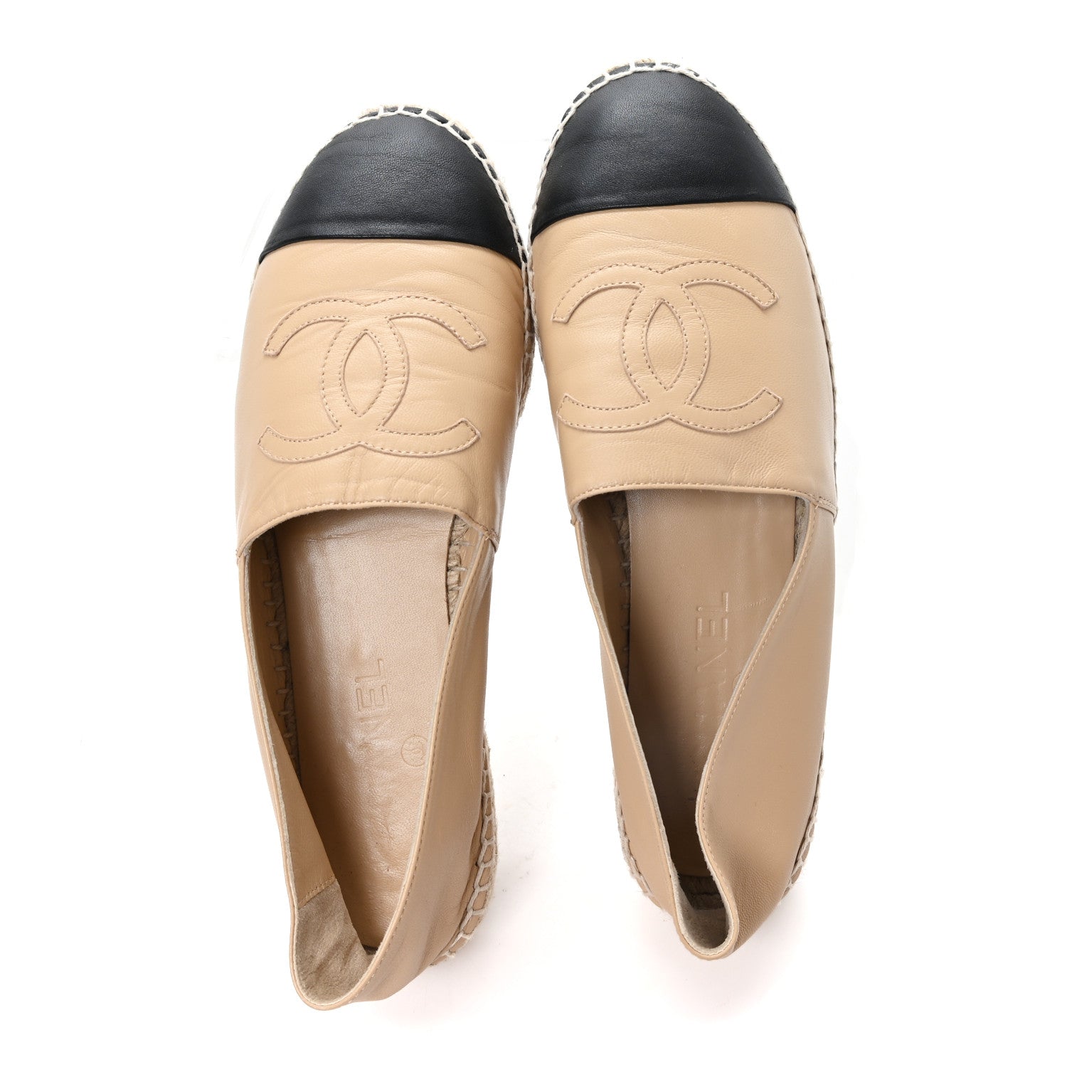 Chanel Lambskin CC Espadrilles 40 Beige Black 2 of 10