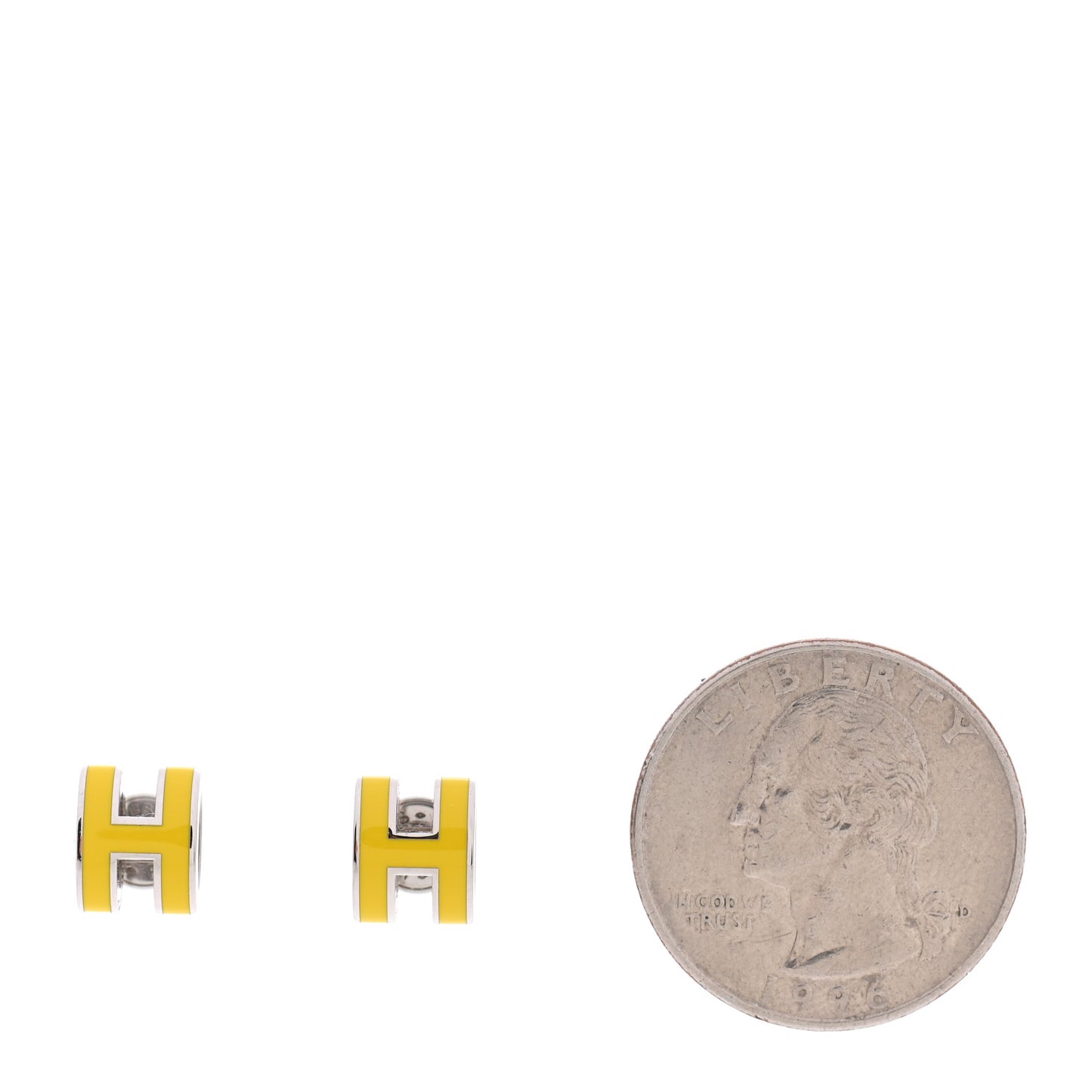 Palladium Lacquered Mini Pop H Earrings Jaune Sature