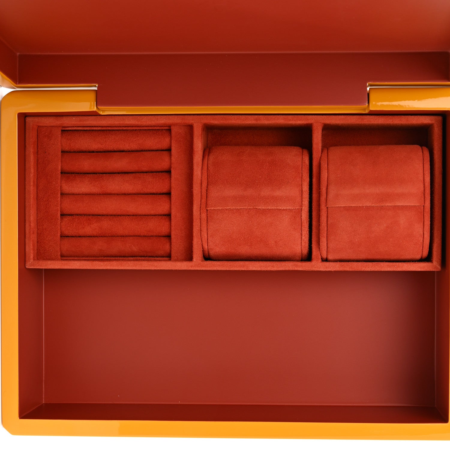 Hermes Lacquered Wood Facettes Watch Box Curry 7 of 11