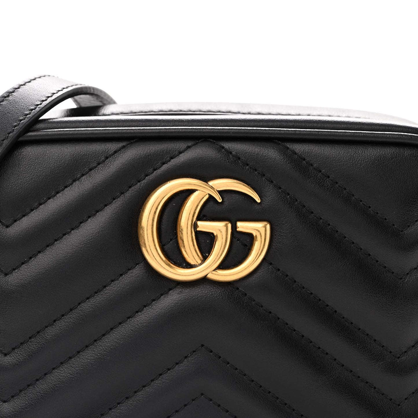 Calfskin Matelasse Mini GG Marmont Chain Shoulder Bag Black