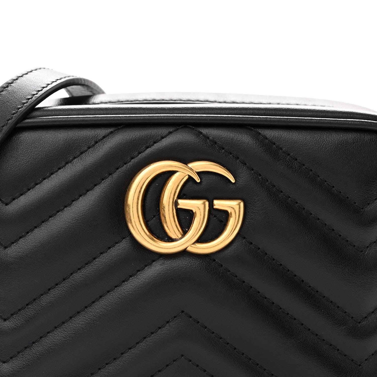 Gucci Calfskin Matelasse Mini GG Marmont Chain Shoulder Bag Black 8 of 11