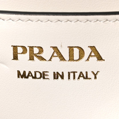 Prada Soft Calfskin Metal Triangle Logo Flap Shoulder Bag White 6 of 10