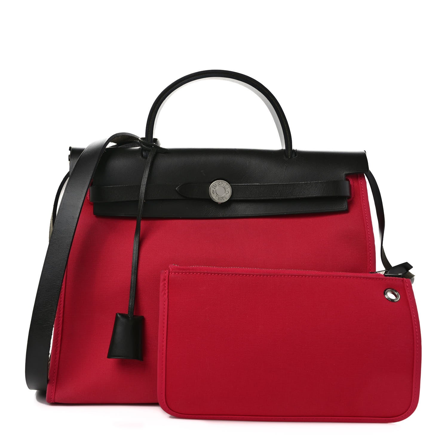 Hermes Vache Hunter Toile Herbag Zip 31 PM Rose Extreme Black 1 of 11
