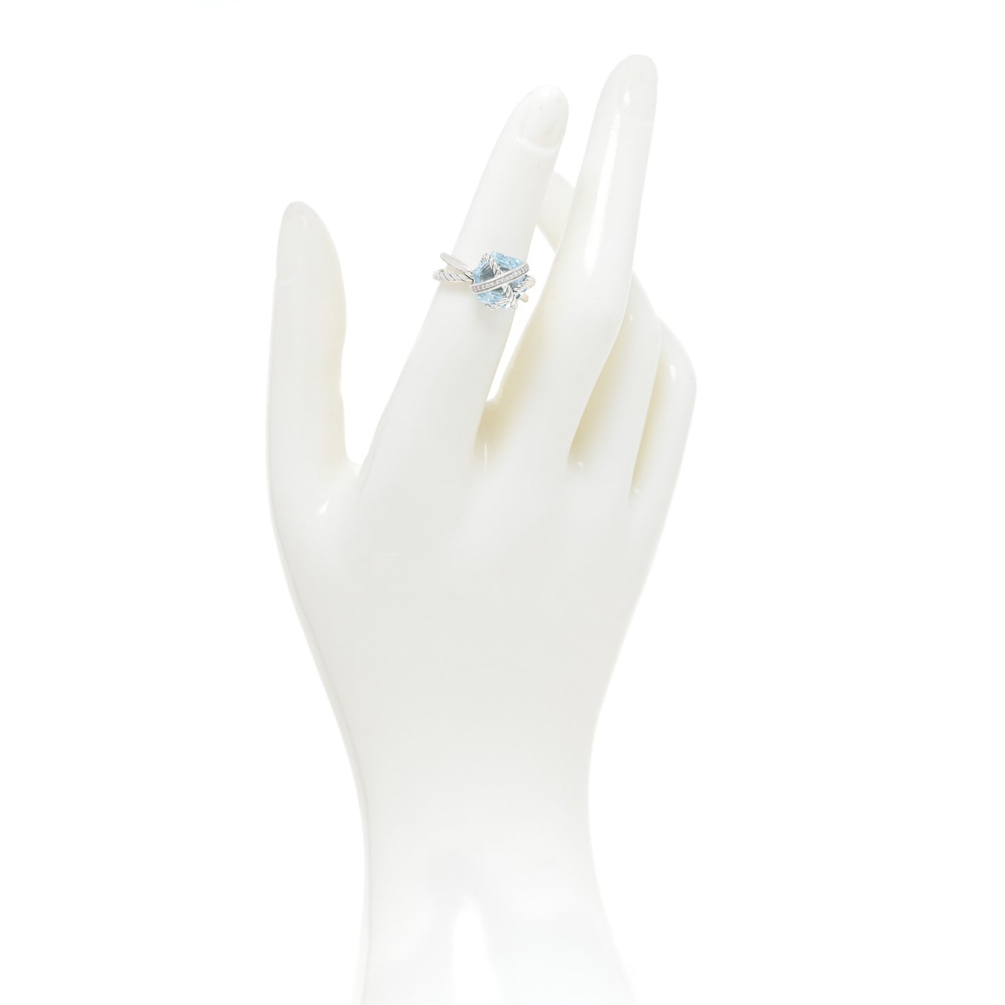 Sterling Silver Diamond Blue Topaz 10mm Cable Wrap Ring 49 5