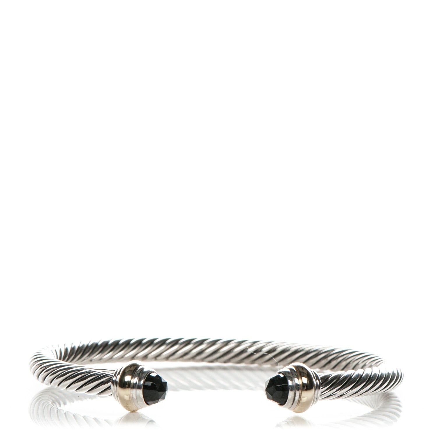 David Yurman Sterling Silver 14K Yellow Gold Black Onyx 5mm Cable Classics Bracelet 1 of 5