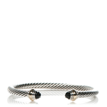 David Yurman Sterling Silver 14K Yellow Gold Black Onyx 5mm Cable Classics Bracelet 1 of 5