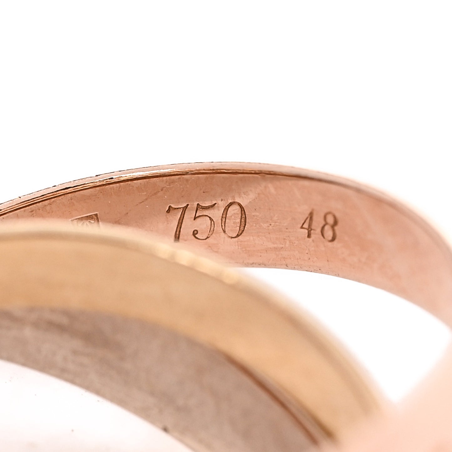 18K Pink Yellow White Gold Classic Les Must De Cartier Trinity Ring 48 4.5