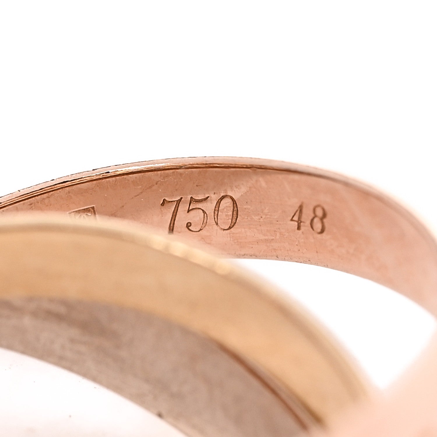 Cartier 18K Pink Yellow White Gold Classic Les Must De Cartier Trinity Ring 48 4.5 5 of 6