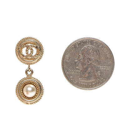Chanel Pearl CC Dangle Earrings Gold 2 of 4