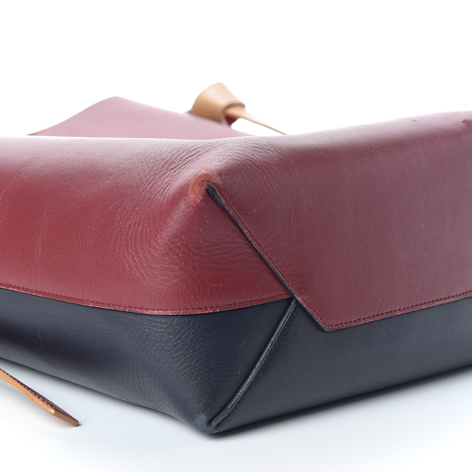 Celine Shiny Smooth Calfskin Small Twisted Cabas Dark Ruby Navy 6 of 10