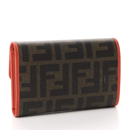 Fendi Zucca Spalmati Vitello Elite Tri-Fold Wallet Tobacco Papavero 3 of 9