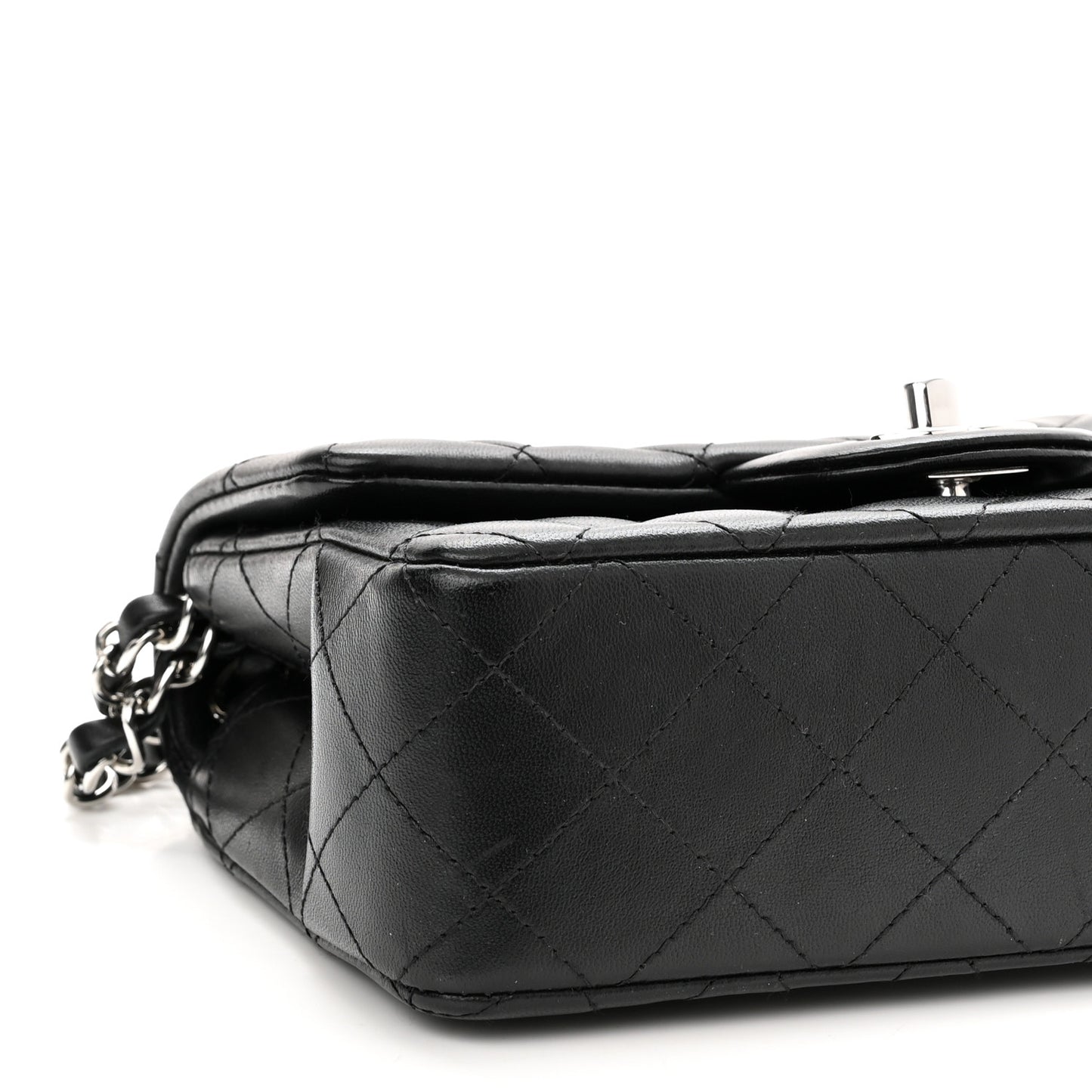 Lambskin Quilted Mini Rectangular Flap Black