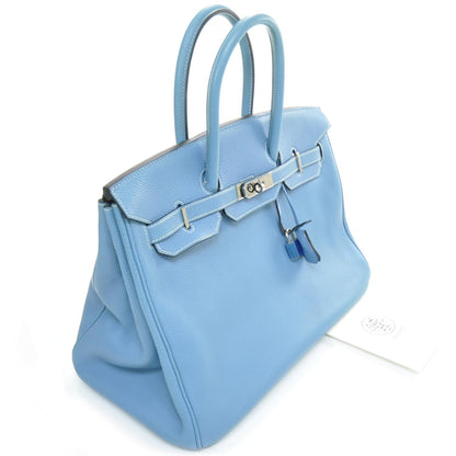 Hermes Togo Leather BIRKIN 35 Blue Jean Tote Bag 4 of 10