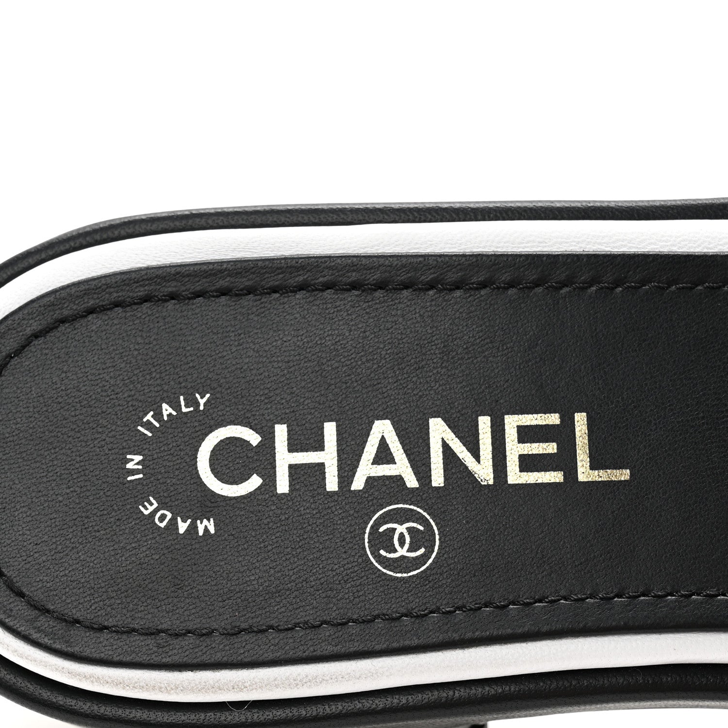 Chanel Lambskin Embroidered CC Mule Sandal 39.5 Black White 8 of 10