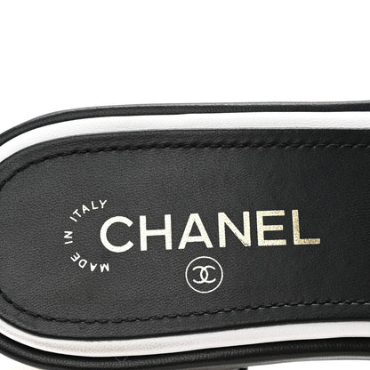 Chanel Lambskin Embroidered CC Mule Sandal 39.5 Black White 8 of 10