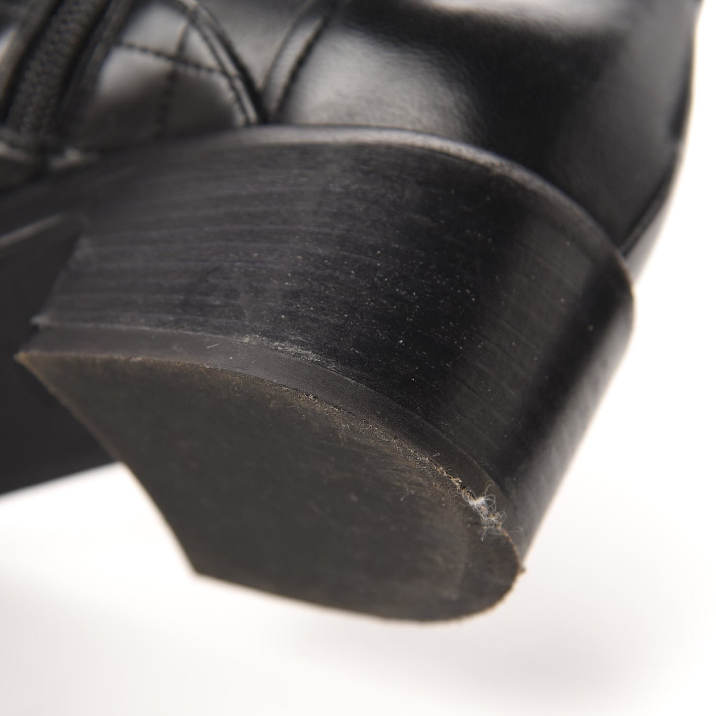 Lambskin Patent Calfskin Quilted Pearl Boots 38.5 Black