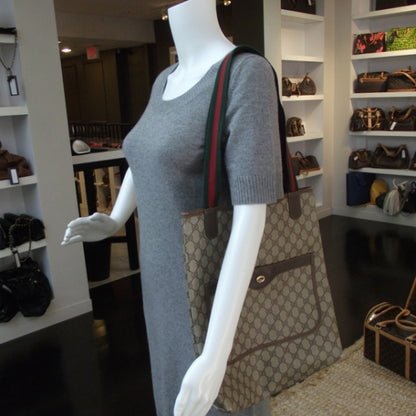 Gucci Monogram Web Tote Ebony 2 of 10