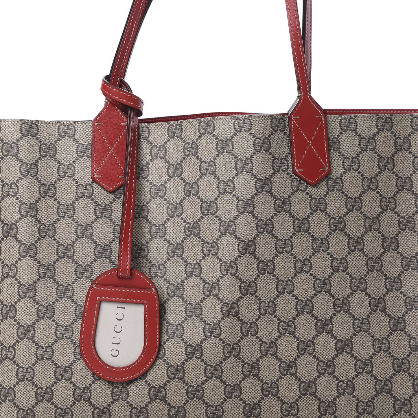 GG Supreme Monogram Medium Reversible Tote Beige Red
