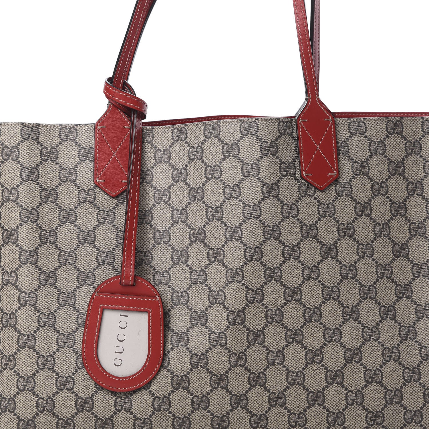 Gucci GG Supreme Monogram Medium Reversible Tote Beige Red 10 of 18