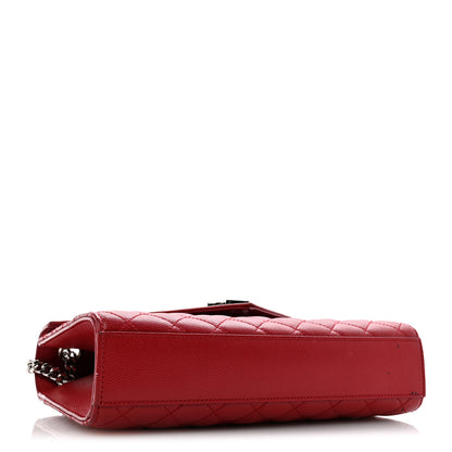 Saint Laurent Grain De Poudre Textured Mixed Matelasse Triquilt Medium Monogram Satchel New Red 4 of 14